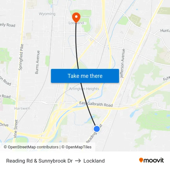 Reading Rd & Sunnybrook Dr to Lockland map