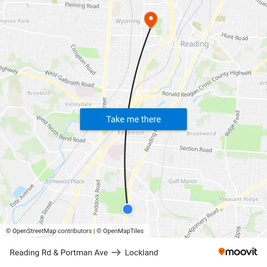 Reading Rd & Portman Ave to Lockland map