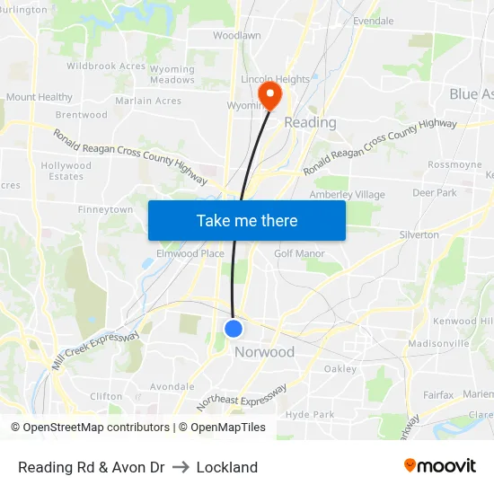 Reading Rd & Avon Dr to Lockland map