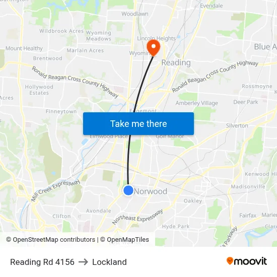 Reading Rd 4156 to Lockland map