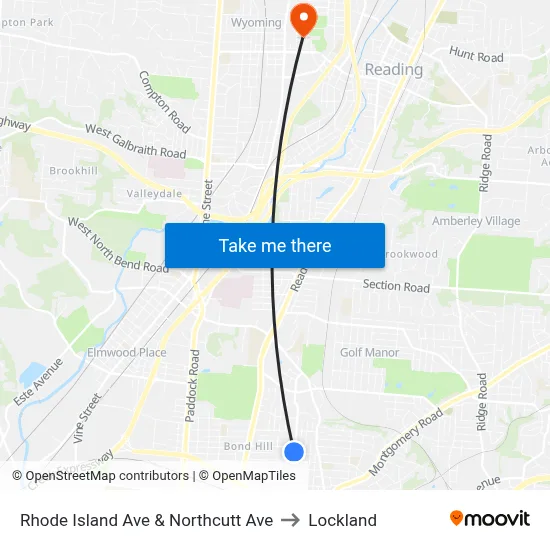 Rhode Island Ave & Northcutt Ave to Lockland map