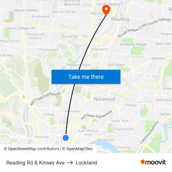 Reading Rd & Kinsey Ave to Lockland map