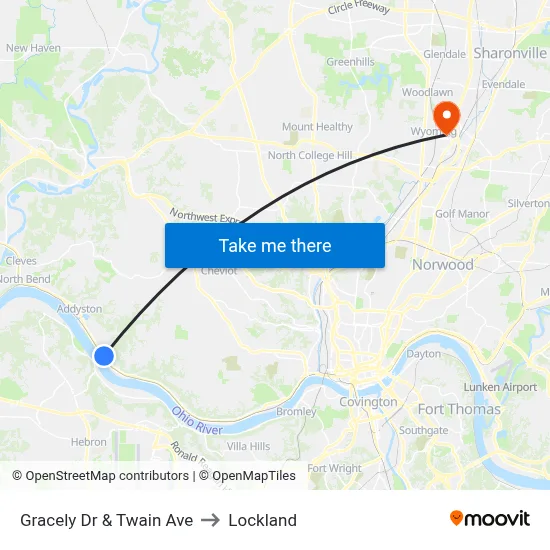 Gracely Dr & Twain Ave to Lockland map
