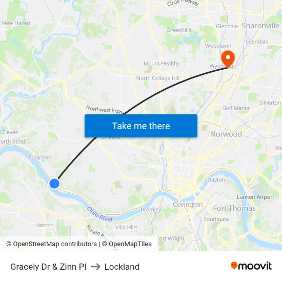 Gracely Dr & Zinn Pl to Lockland map