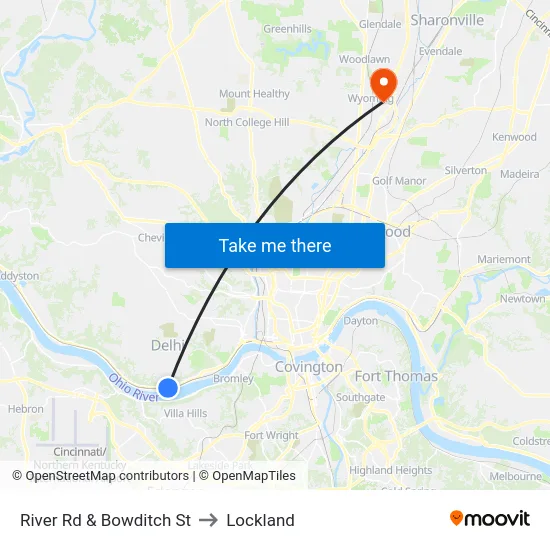 River Rd & Bowditch St to Lockland map
