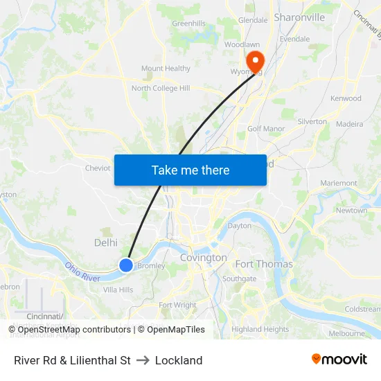 River Rd & Lilienthal St to Lockland map
