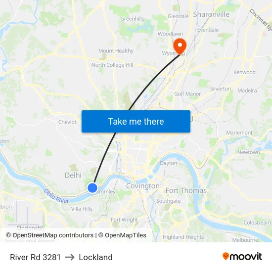 River Rd 3281 to Lockland map