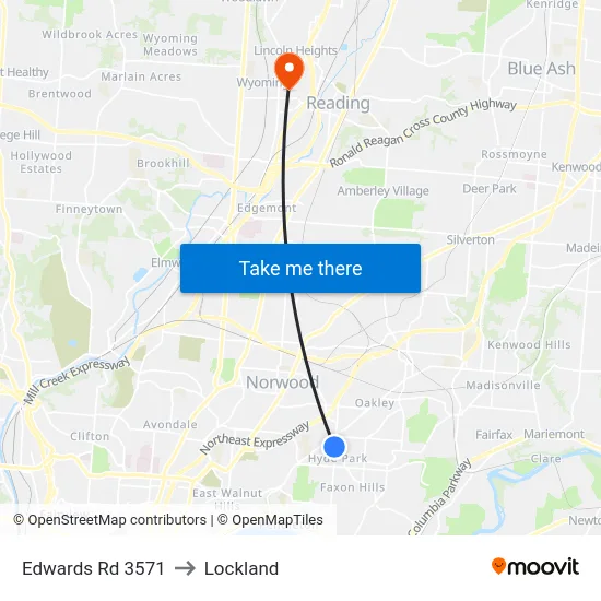 Edwards Rd 3571 to Lockland map