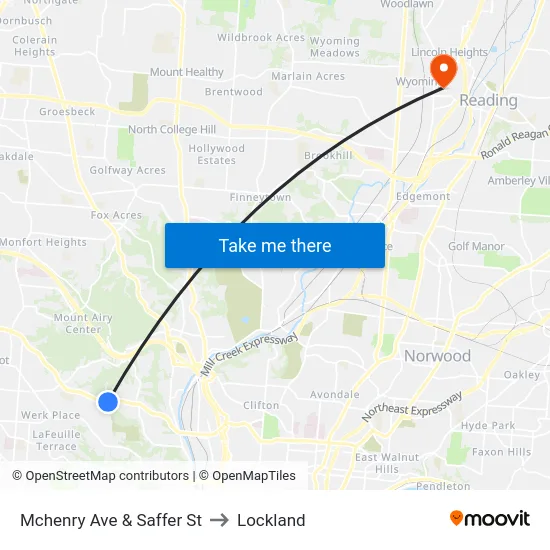 Mchenry Ave & Saffer St to Lockland map