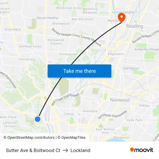 Sutter Ave & Boltwood Ct to Lockland map
