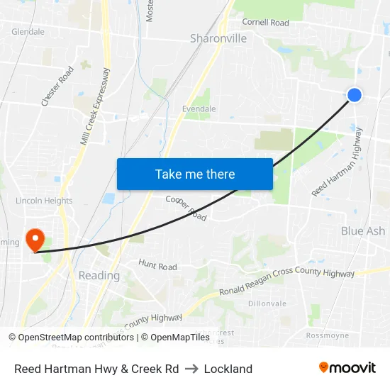 Reed Hartman Hwy & Creek Rd to Lockland map