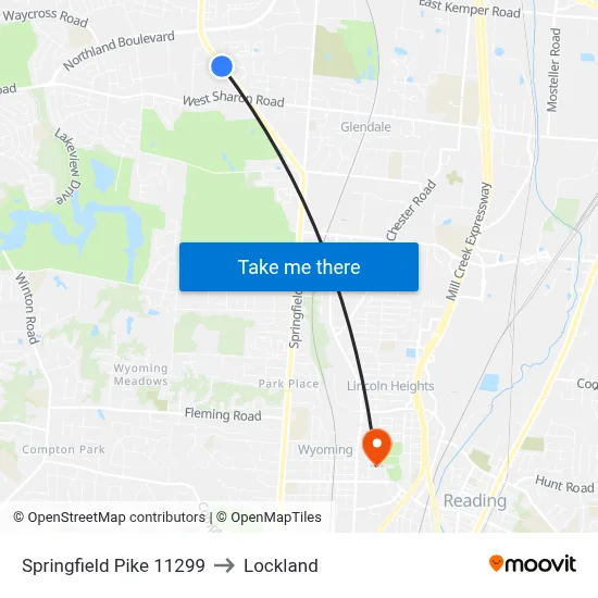 Springfield Pike 11299 to Lockland map