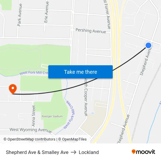 Shepherd Ave & Smalley Ave to Lockland map