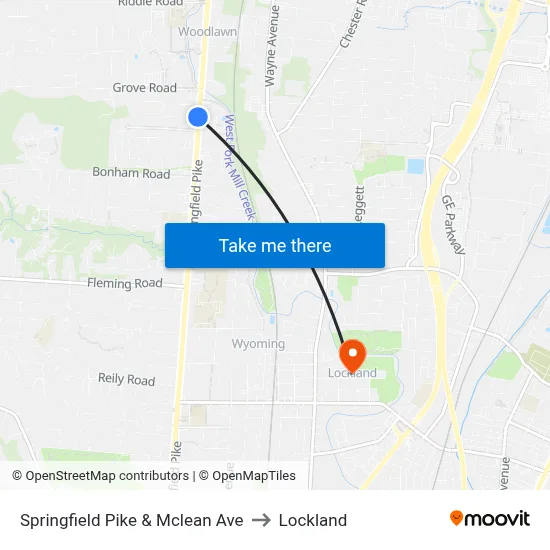 Springfield Pike & Mclean Ave to Lockland map