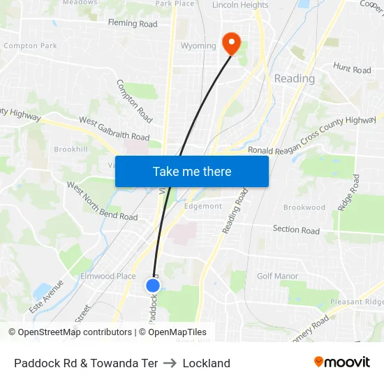 Paddock Rd & Towanda Ter to Lockland map