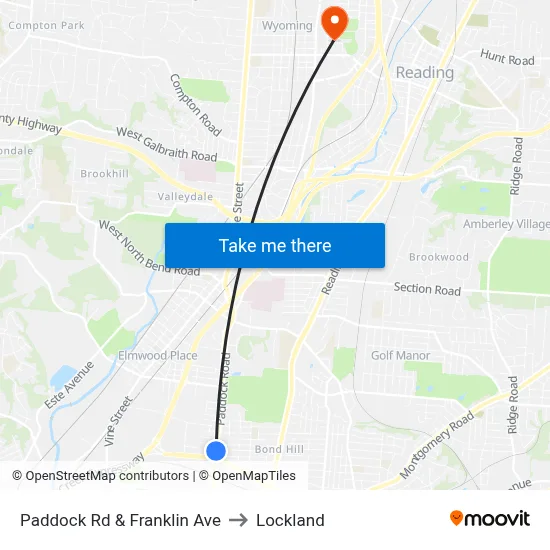 Paddock Rd & Franklin Ave to Lockland map