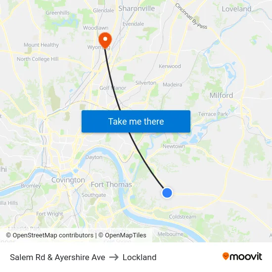 Salem Rd & Ayershire Ave to Lockland map