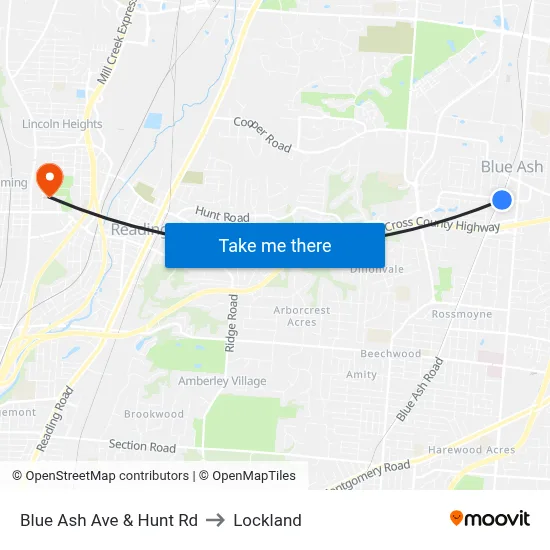 Blue Ash Ave & Hunt Rd to Lockland map