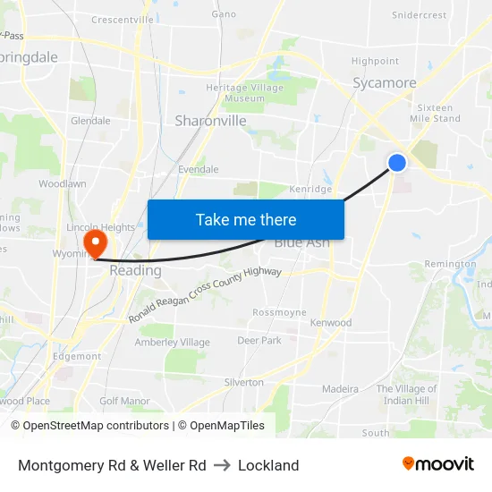 Montgomery Rd & Weller Rd to Lockland map