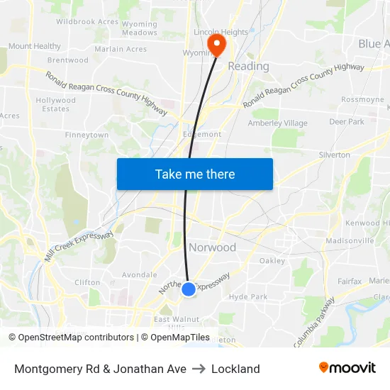 Montgomery Rd & Jonathan Ave to Lockland map