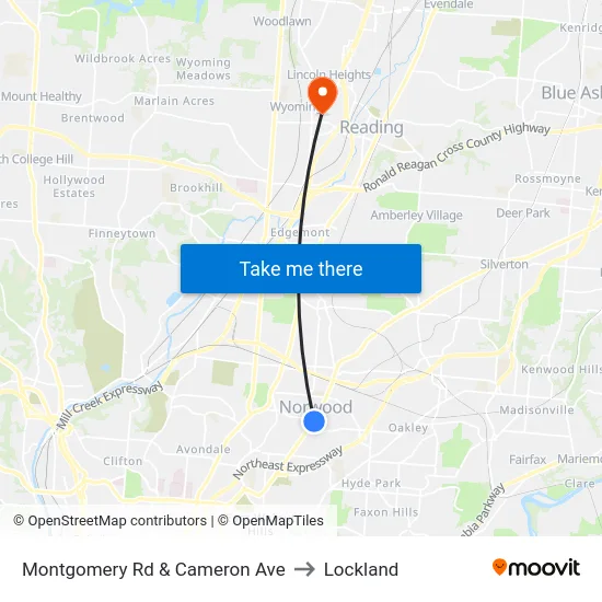 Montgomery Rd & Cameron Ave to Lockland map