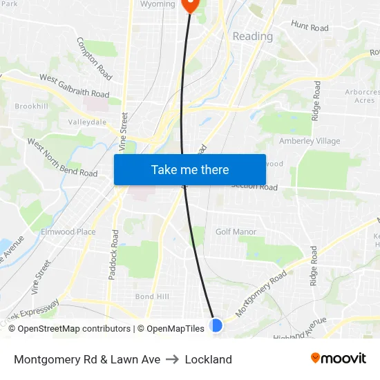 Montgomery Rd & Lawn Ave to Lockland map
