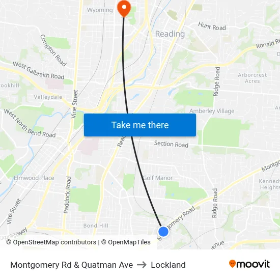 Montgomery Rd & Quatman Ave to Lockland map