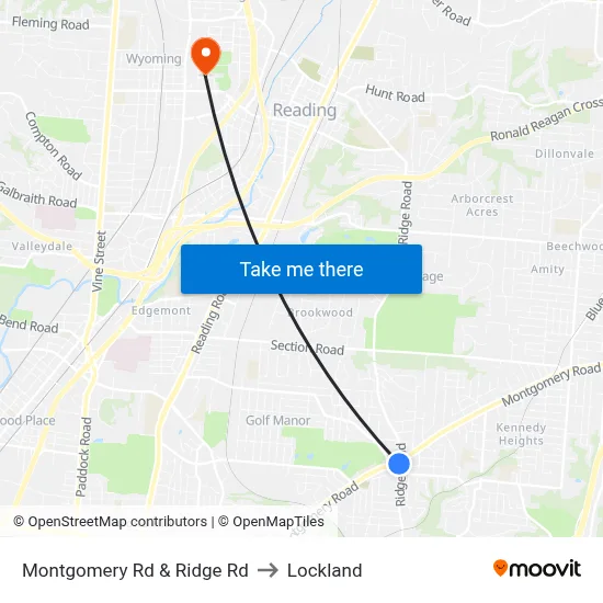 Montgomery Rd & Ridge Rd to Lockland map