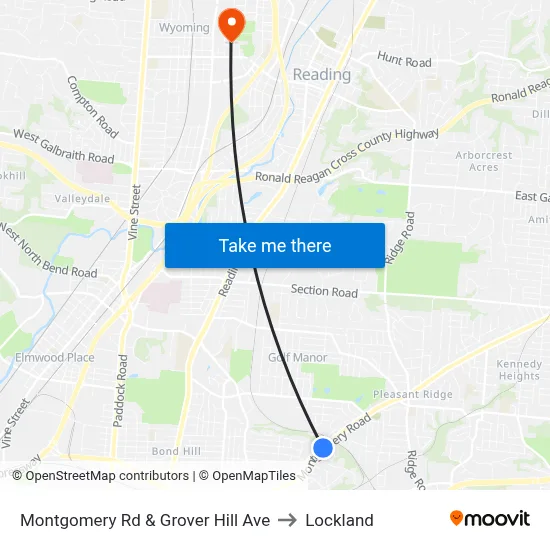 Montgomery Rd & Grover Hill Ave to Lockland map