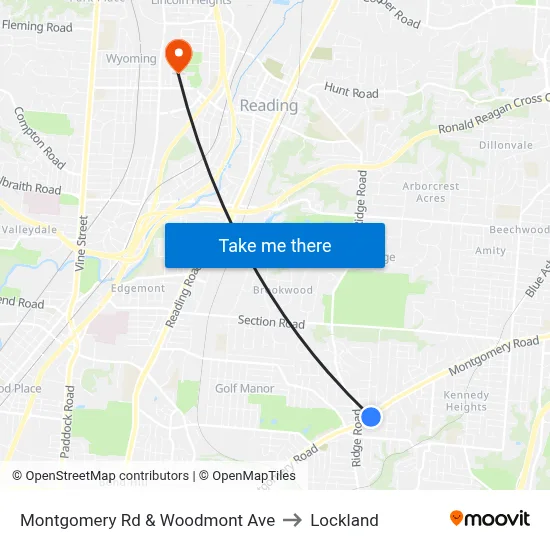 Montgomery Rd & Woodmont Ave to Lockland map