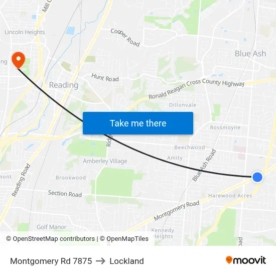 Montgomery Rd 7875 to Lockland map