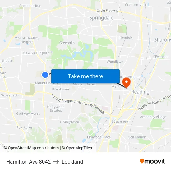 Hamilton Ave 8042 to Lockland map