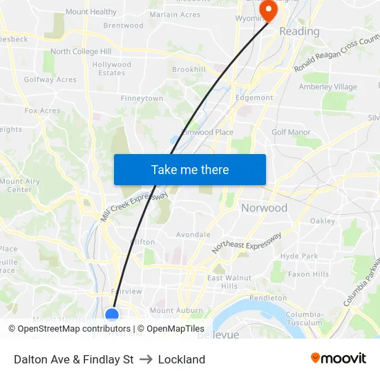 Dalton Ave & Findlay St to Lockland map