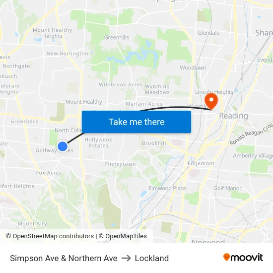 Simpson Ave & Northern Ave to Lockland map