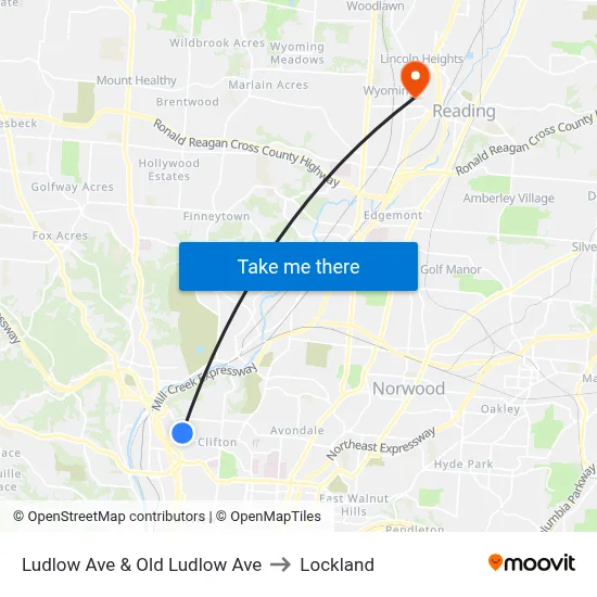 Ludlow Ave & Old Ludlow Ave to Lockland map