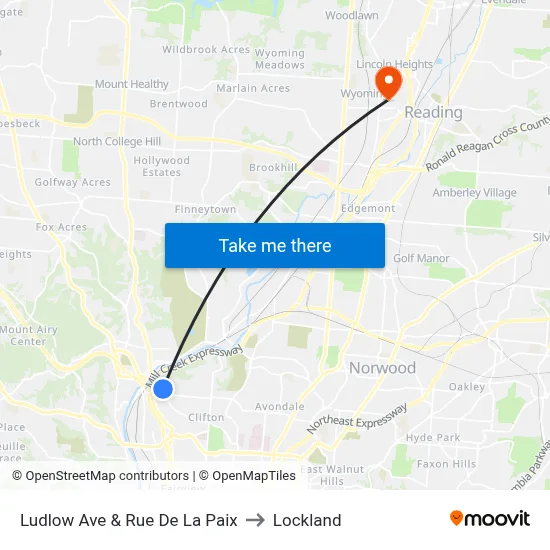 Ludlow Ave & Rue De La Paix to Lockland map