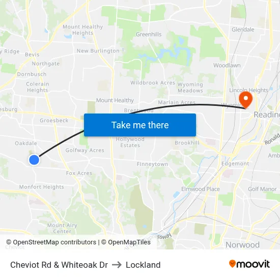 Cheviot Rd & Whiteoak Dr to Lockland map
