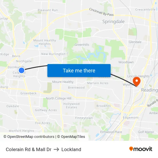 Colerain Rd & Mall Dr to Lockland map
