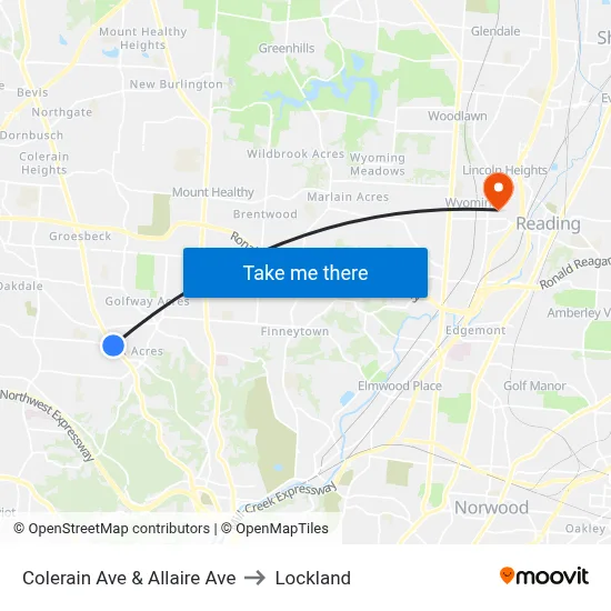 Colerain Ave & Allaire Ave to Lockland map