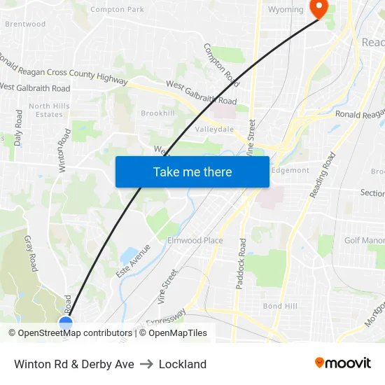 Winton Rd & Derby Ave to Lockland map