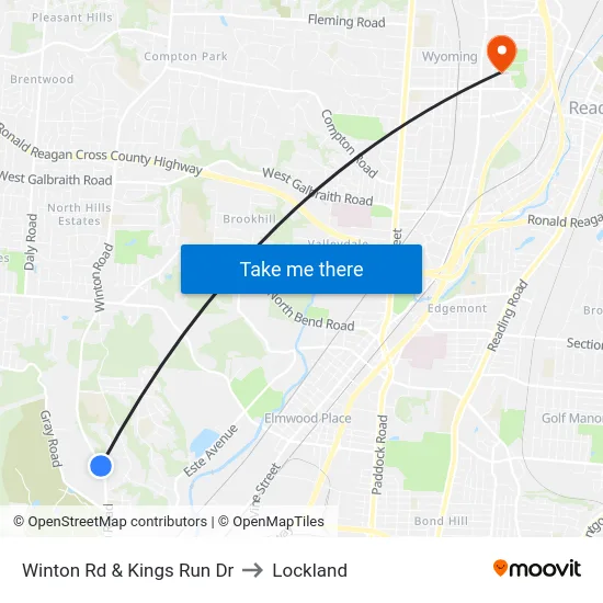 Winton Rd & Kings Run Dr to Lockland map