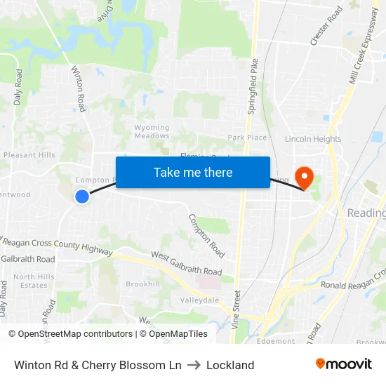 Winton Rd & Cherry Blossom Ln to Lockland map