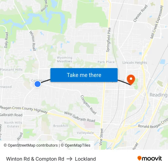 Winton Rd & Compton Rd to Lockland map