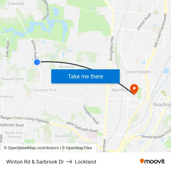 Winton Rd & Sarbrook Dr to Lockland map