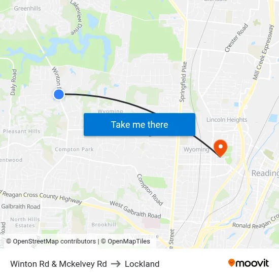 Winton Rd & Mckelvey Rd to Lockland map