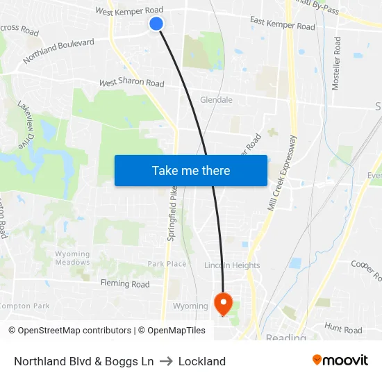 Northland Blvd & Boggs Ln to Lockland map