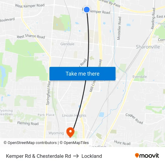 Kemper Rd & Chesterdale Rd to Lockland map