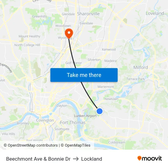 Beechmont  Ave & Bonnie Dr to Lockland map