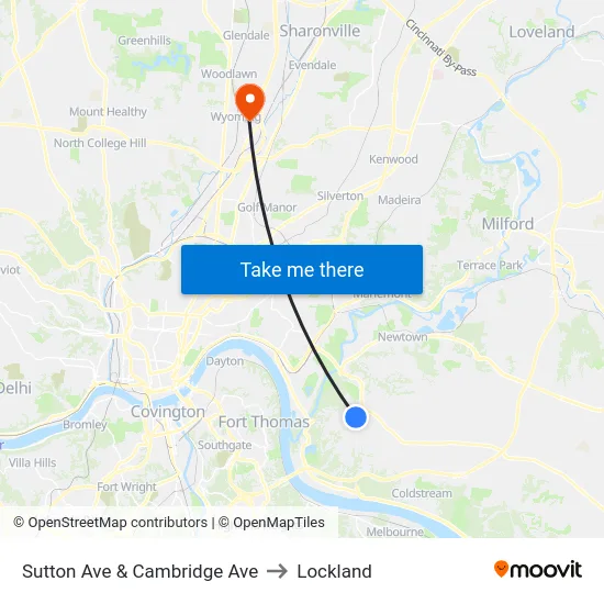 Sutton Ave & Cambridge Ave to Lockland map
