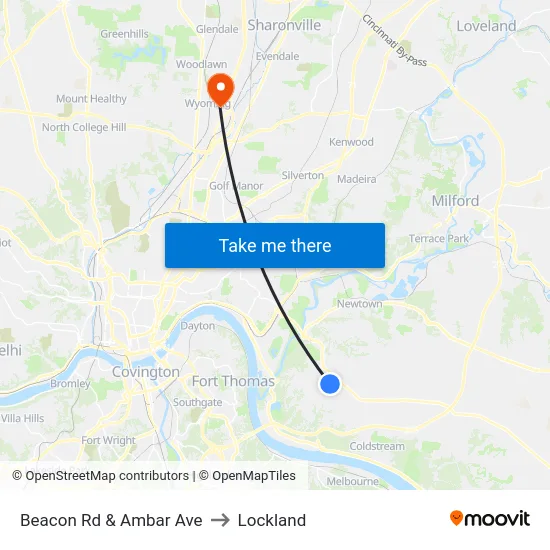 Beacon Rd & Ambar Ave to Lockland map